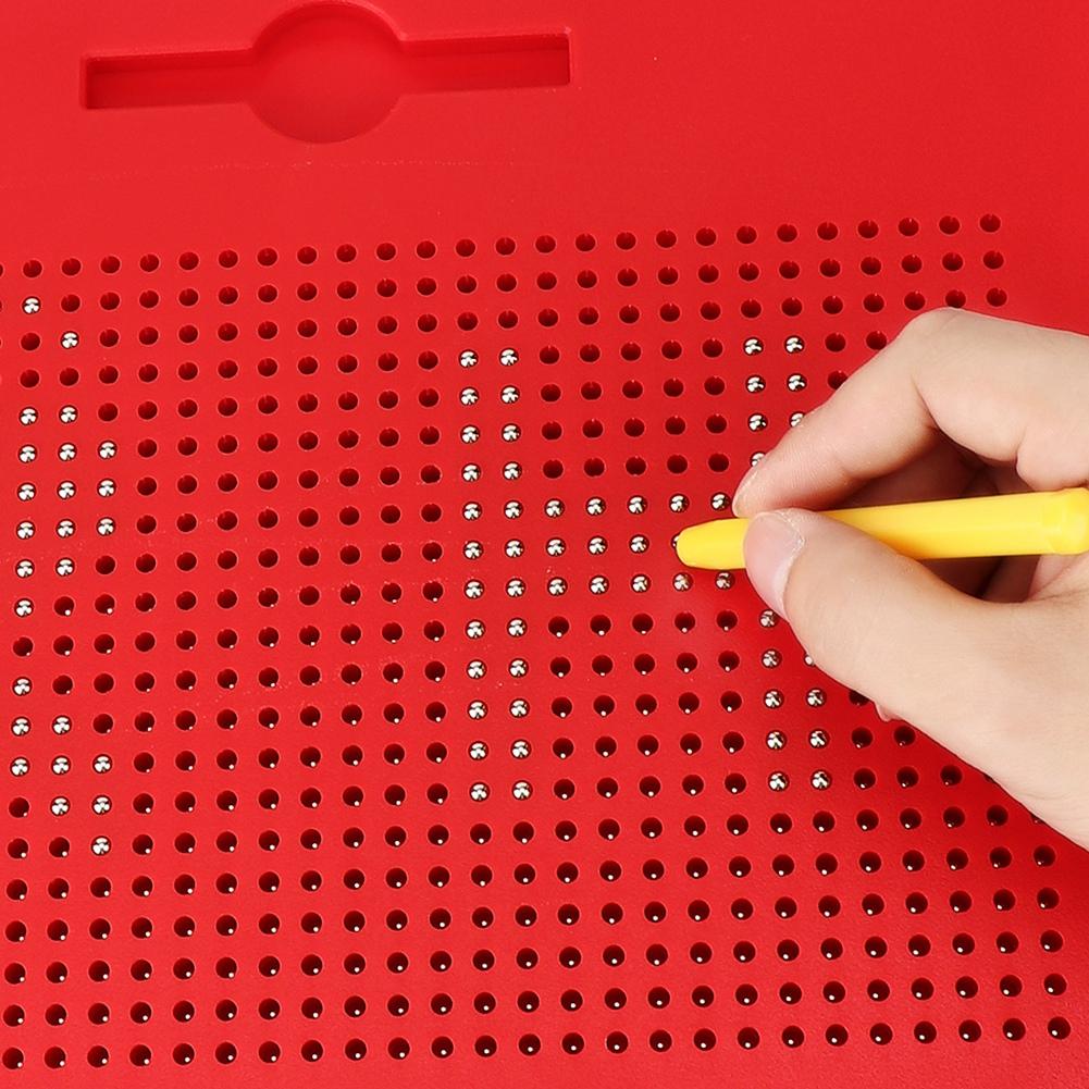 714pcs Magnetic Beads Drawing Writing Pad Sketch Board with Pen Kids Educational Toys (Red)