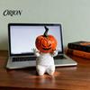 Halloween Themed Collectibles Pumpkin Head Mummy Statue, Funny Decorations, Cute Sitting Unique Party Supplies Resin Figurine for Desktop Shelf Sitter