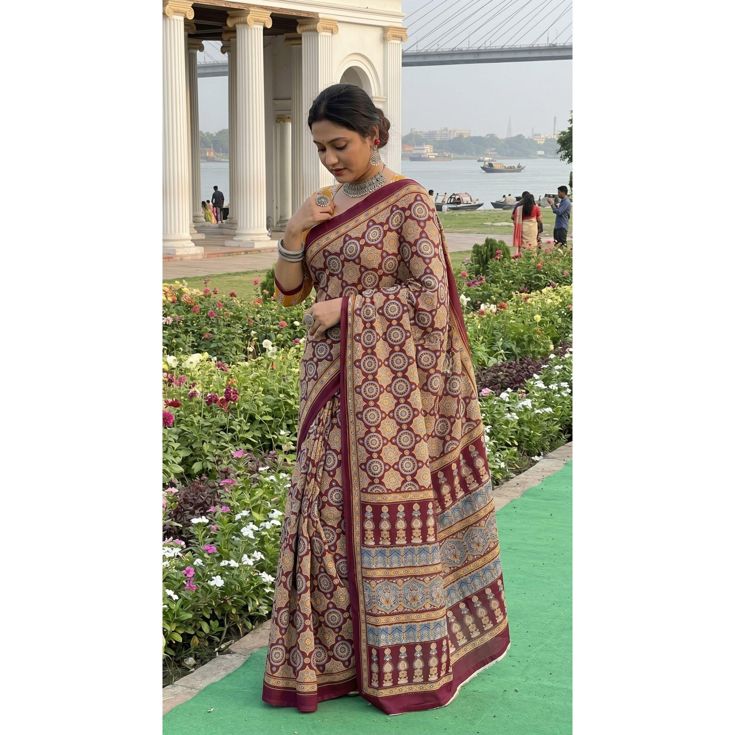 New Launch Beautiful Bagru Printed Saree Collection