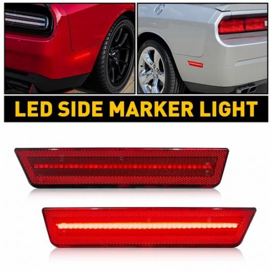 Rear Bumper Reflector Side Marker Red LED Light For 2008-2014 Dodge Challenger A
