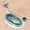 Pendant Ruby Zoisite Emerald Gemstone Valentine'Day Gift Silver Jewelry 2.5"