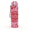 1PC Vintage Merry Christmas Text Print 750ml Color Plastic Sports Water Bottle Leakproof Flip Straw Lid Suitable for Sports Office Home Use