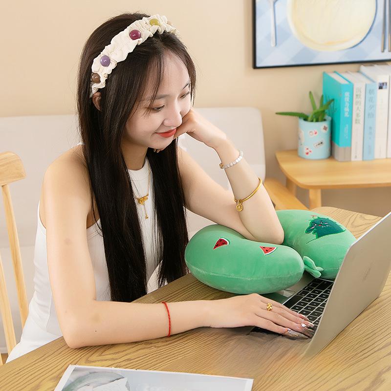 Cartoon U-Shaped Neck Pillow for Office, School, Travel, and Driving - Portable with Printed Logo
