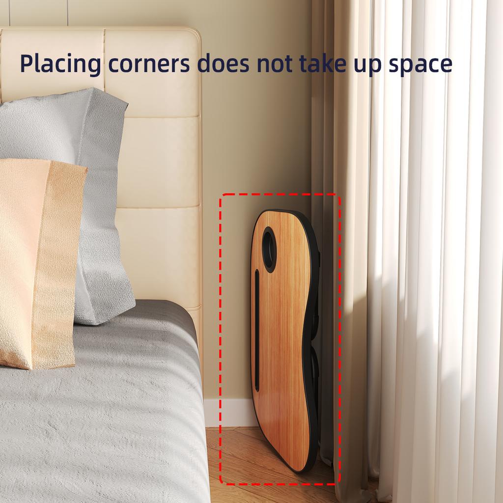 Laptop-Desktop-Besteck und Laptop-Betthalter, Nachttischtablett, Frühstückstablett für das Bett, Laptoptisch mit Getränkehalter und Seitenschublade