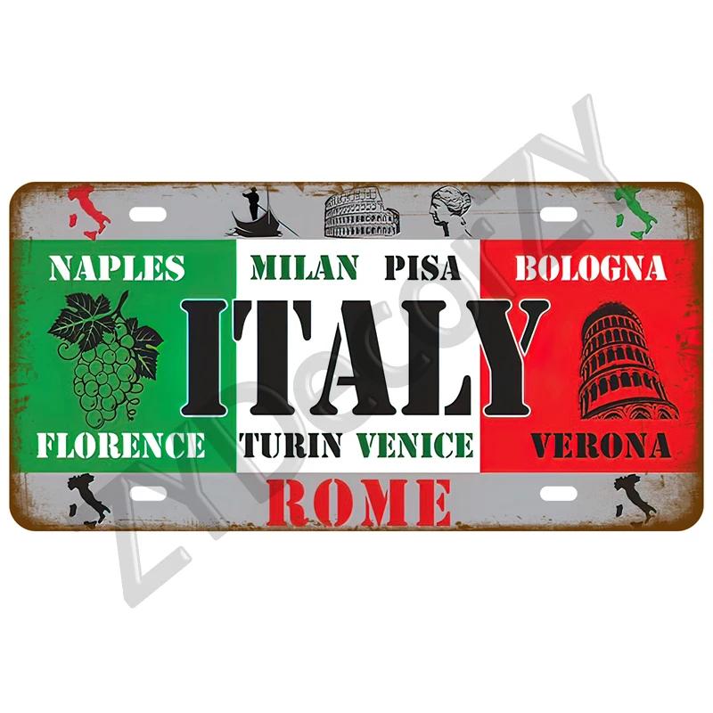 Plechový cedule s vlajkou země Francie Španělsko Německo SPZ Na zeď Domov Restaurace Řemesla Bar Dekorace Kovový cedule Mexiko USA