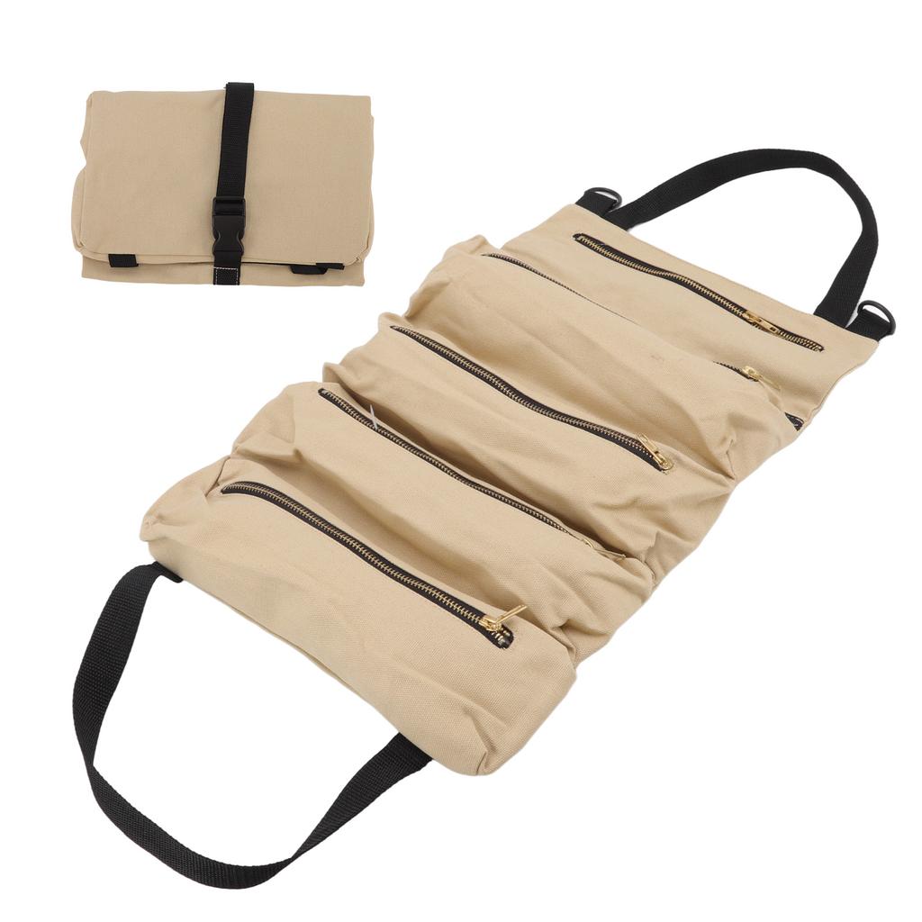 Auto Rücksitz Werkzeugaufbewahrungstasche Canvas Garten Faltbar Aufrollbar Werkzeugtasche für Zangen Schraubenschlüssel