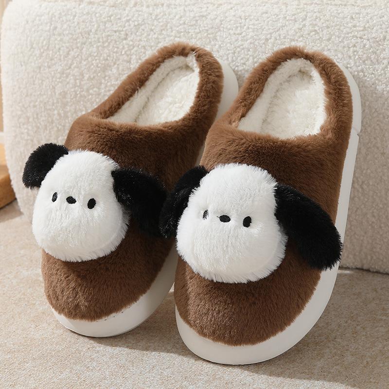 Cotton slippers female cute cartoon bag head non-slip wool slippers winter warm thick-soled confinement shoes