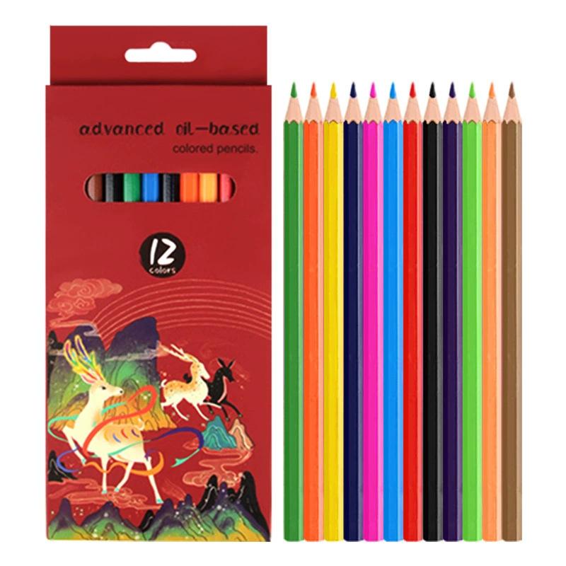 Colored Pencils 12/24 Oil-Based Drawing Pencils For Coloring Portrait Sketching Landscape Durable Soft Core