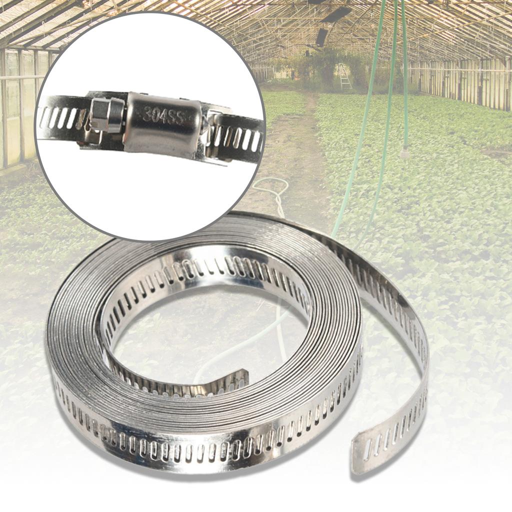 Hose Clamps 304 Stainless Steel 3.5/10m Hole Tape Metal + 8/16Pcs Attachment DIY Hose Clamp Set Adjustable Hose Clamp