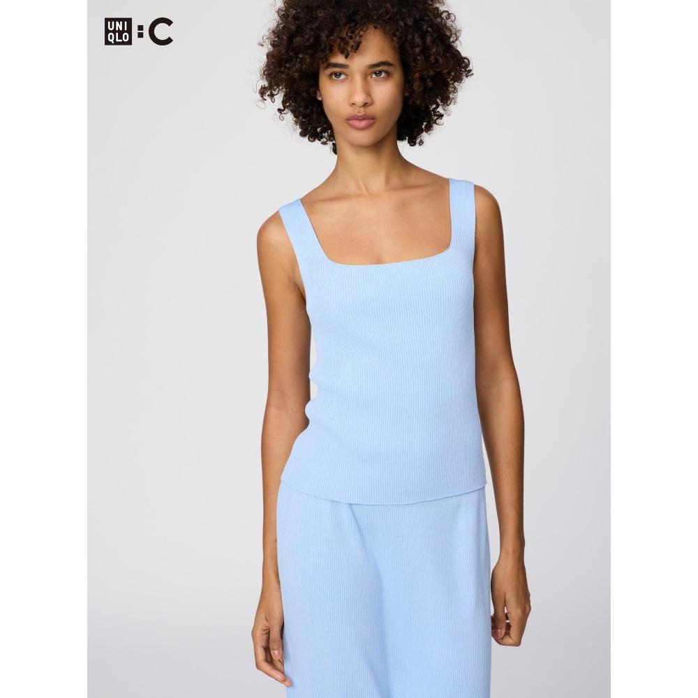 Uniqlo Japan 3d Ribbed Square Neck Sweater Sleeveless