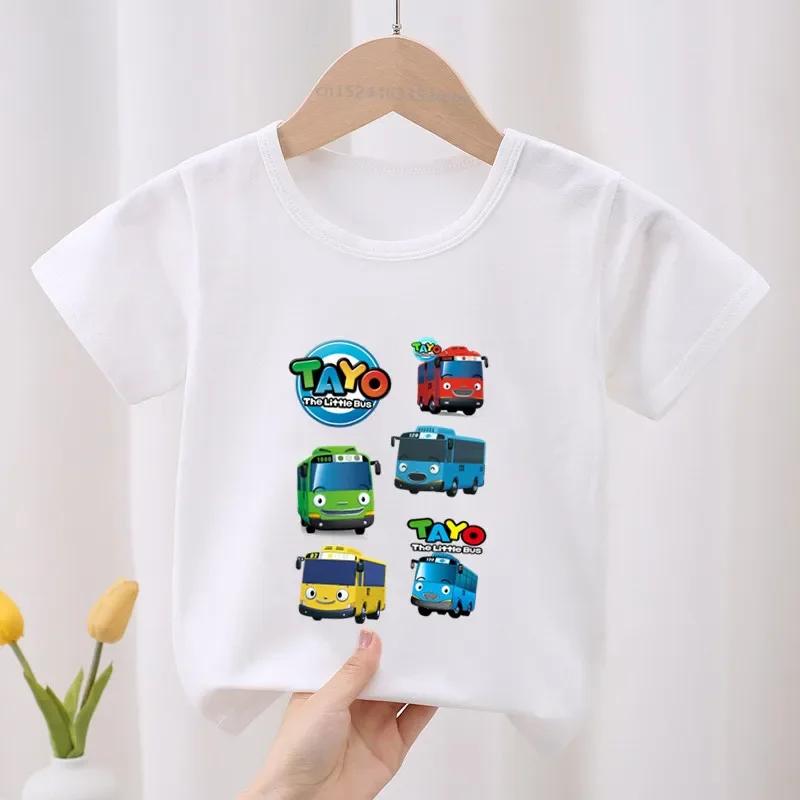 Tayo the Little Bus Print Kids T-shirt Children's Clothes 2026 Summer Cartoon Cute Baby Girls Clothing Boys Short Sleeve T Shirt
