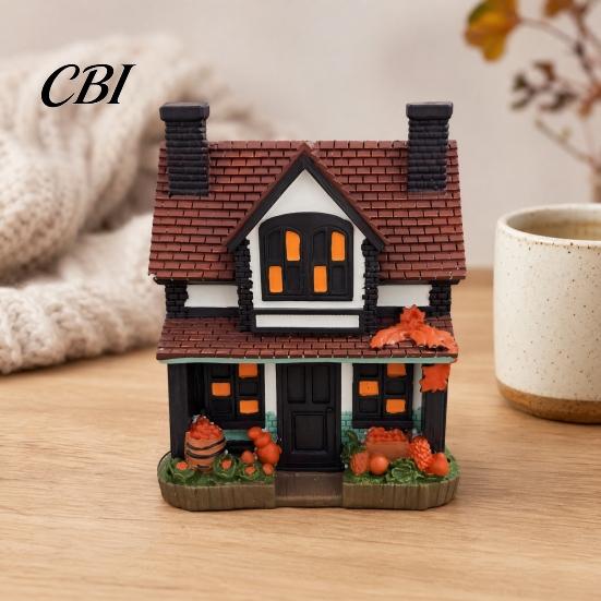 Veilleuse Ton Chaud Citrouilles Lumineuses Vintage Cottage, Figurine Manoir Lumineux Halloween, Décor Intérieur, Décoration Cheminée Automne Table Squelettique