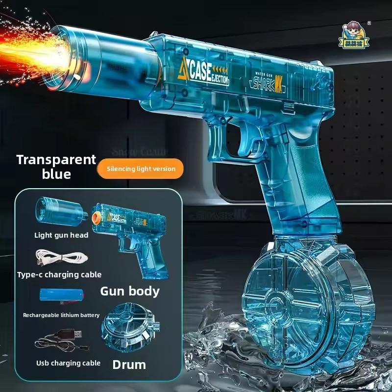 Simulated Firing And Recoil Electric Water Gun Toys Children Automatic Sensor Lights Water Pistol Summer Outdoor Beach Kids Toy
