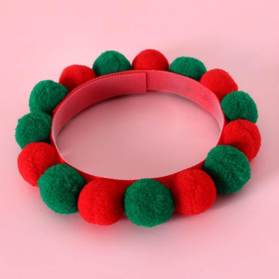 Pet Collar Plush Balls Decorative Fastener Tape Christmas Cats Dogs Pompom Collars for Birthday