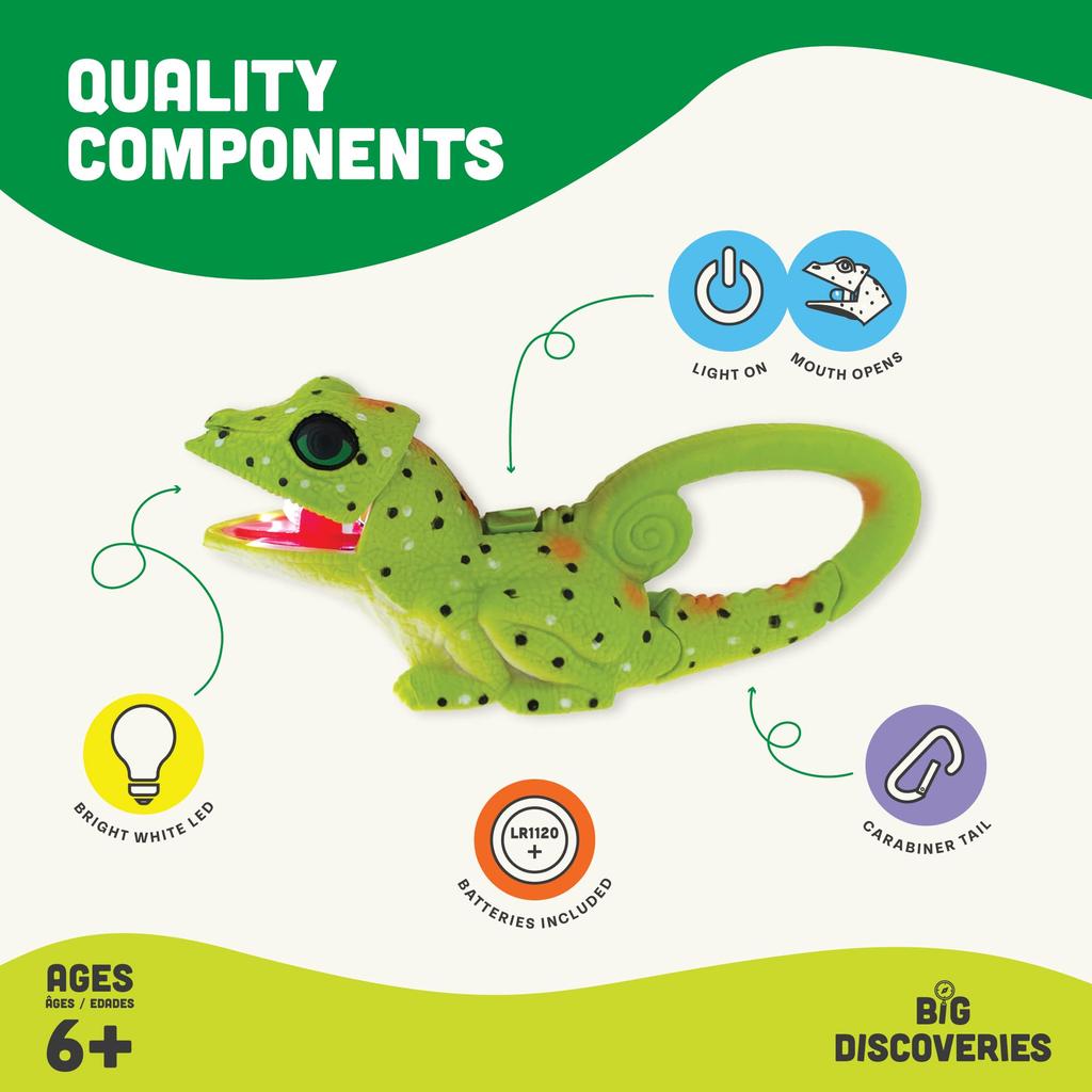 Sun Company LifeLite Animal Carabiner Flashlight Small Animal Keychain Flashlight One Size Green Lizard for and Camping Kids, Nursing,