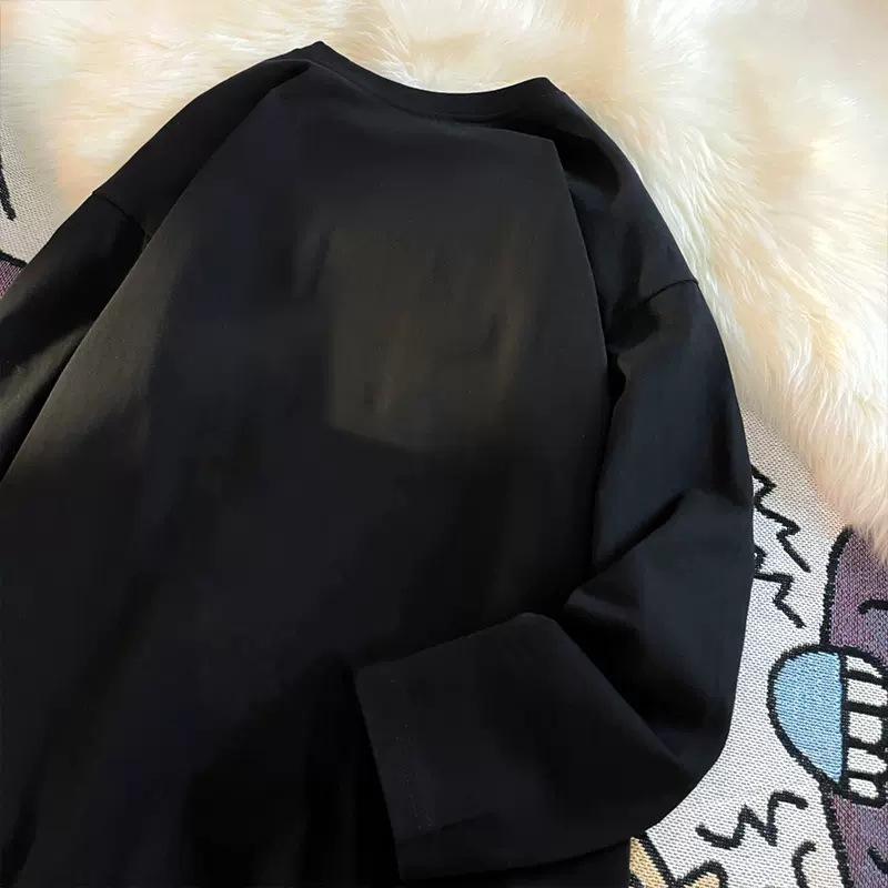 Dinosaur Long-Sleeved T-shirt Men's Cotton Autumn Cartoon Loose Bottoming Shirt Casual Youth round Neck Top Clothes