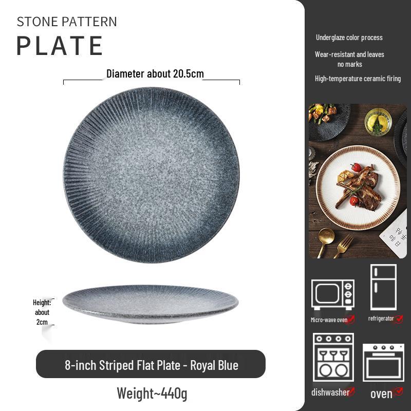 Japanese Ceramic Retro Dining Plate for Pasta, Steak, and Desserts