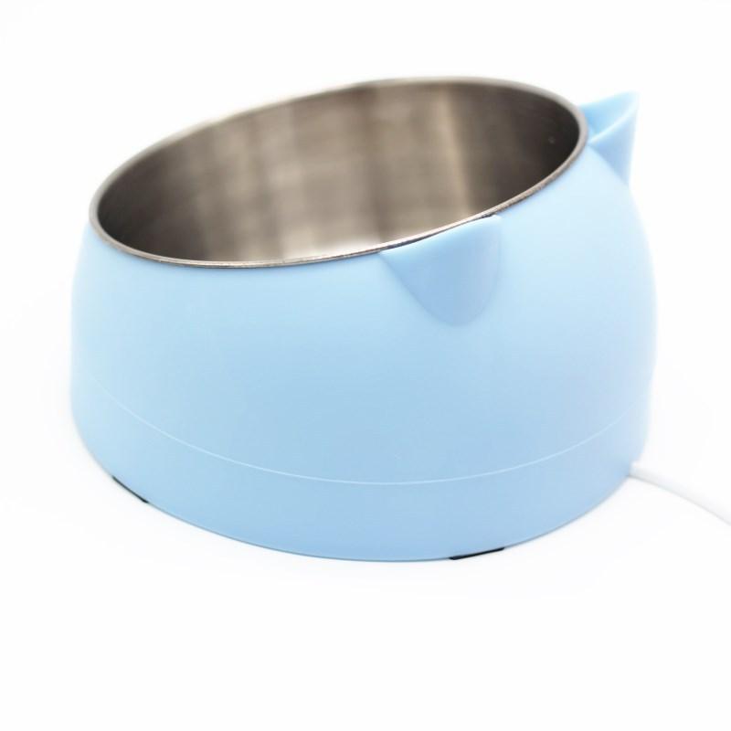 Internet celebrity stainless steel cat bowl dog bowl double bowl protection cervical spine cat bowl oblique mouth pet food basin cat supplies