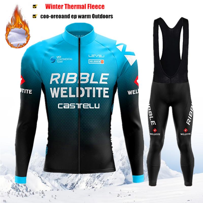 Maglia da Ciclismo Termica in Pile Invernale Uomo Mtb Clothing Man 2026 Giacca Uniforme Vestiti per Bicicletta Completo Tricot Bib Maillot Set
