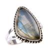 Natural Labradorite Gemstone 925 Solid Sterling Silver Jewelry Ring Size 10 p8I64