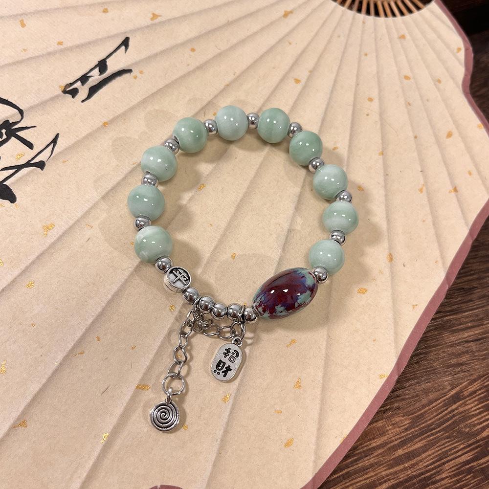 JMXD-Handmade Ceramic New Chinese Lucky Bracelet Women's Ethnic Style Literary Small Fresh National Style Fashion Bracelet Decoration