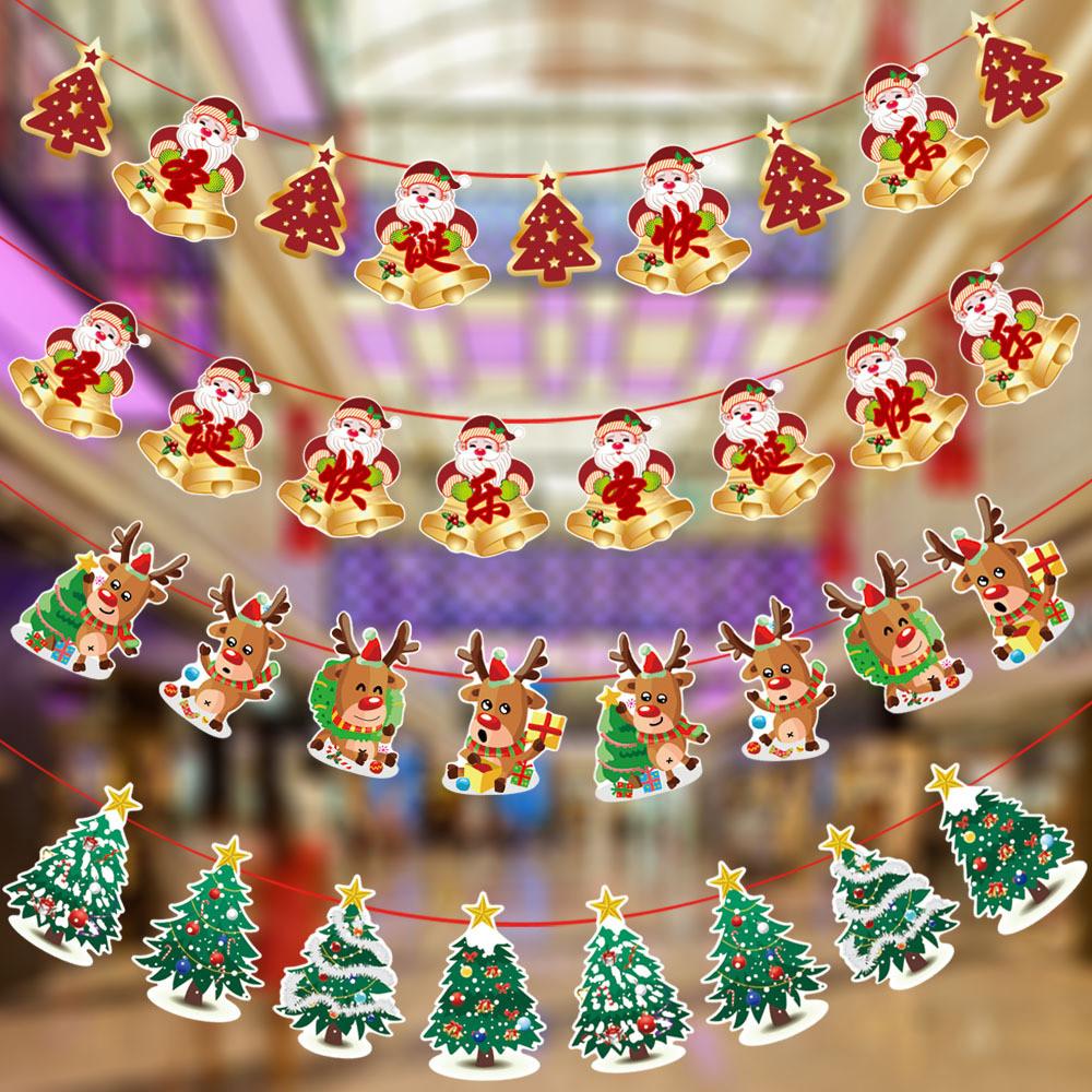 Paper Decorative Christmas Flags And Streamers For School Store Celebrations Featuring Cute Art Cartoon