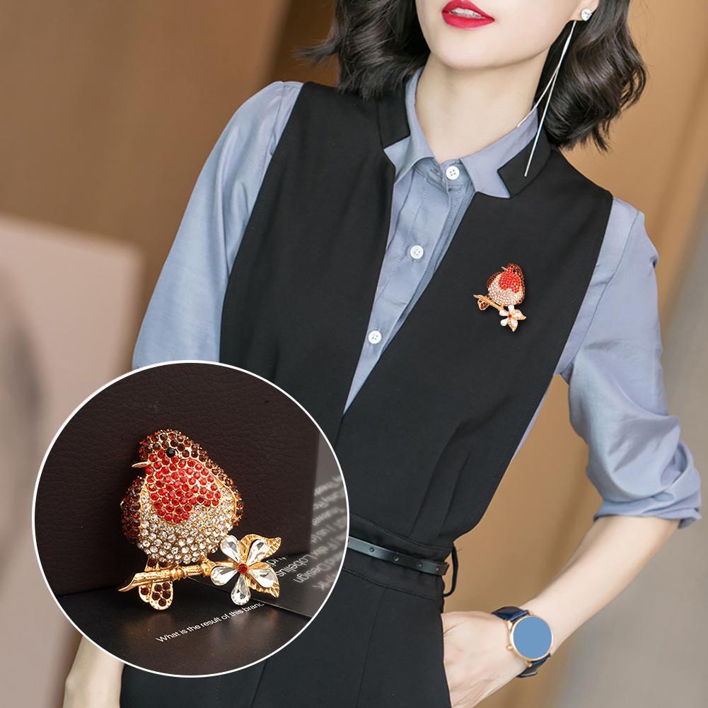 Rotkehlchen Vogel Kristall Brosche Anstecknadel Weihnachtsschmuck Geschenk Frauen Vintage Schmuck Tier Broschen Anstecknadeln Weihnachtsgeschenke