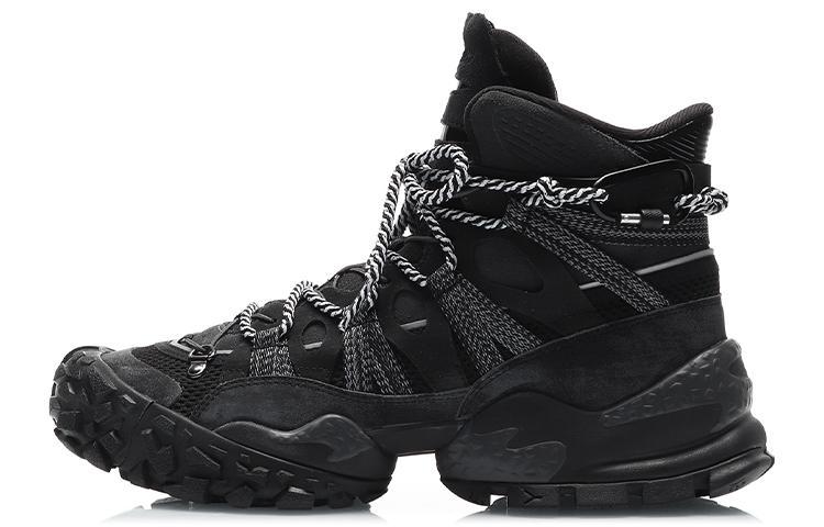 Li Ning CF Cushioning Abrasion Resistant Cushioning, Wear Resistant High top Casual Shoes Men s Black AGLQ155-1 39