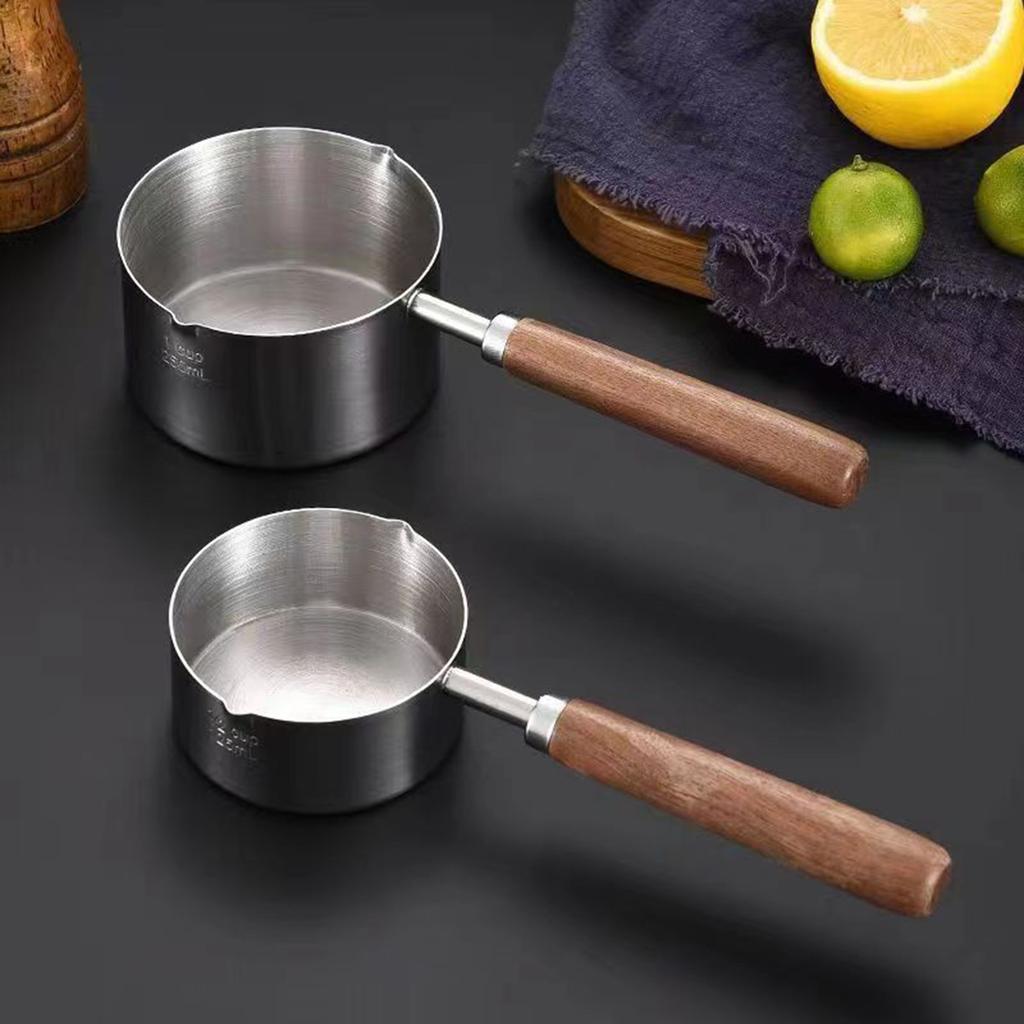 Soup Pot with Wood Handle Milk Warmer Small Soup Pot for Coffee Tea Soup Warming
