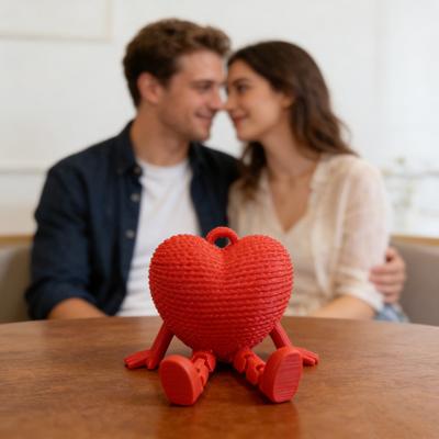 Ornements d'amour imprimés en 3D Figurines de cœur Design tissé créatif Assis Décoration de maison Cadeau de Saint-Valentin Sculptures décoratives Accent de bureau
