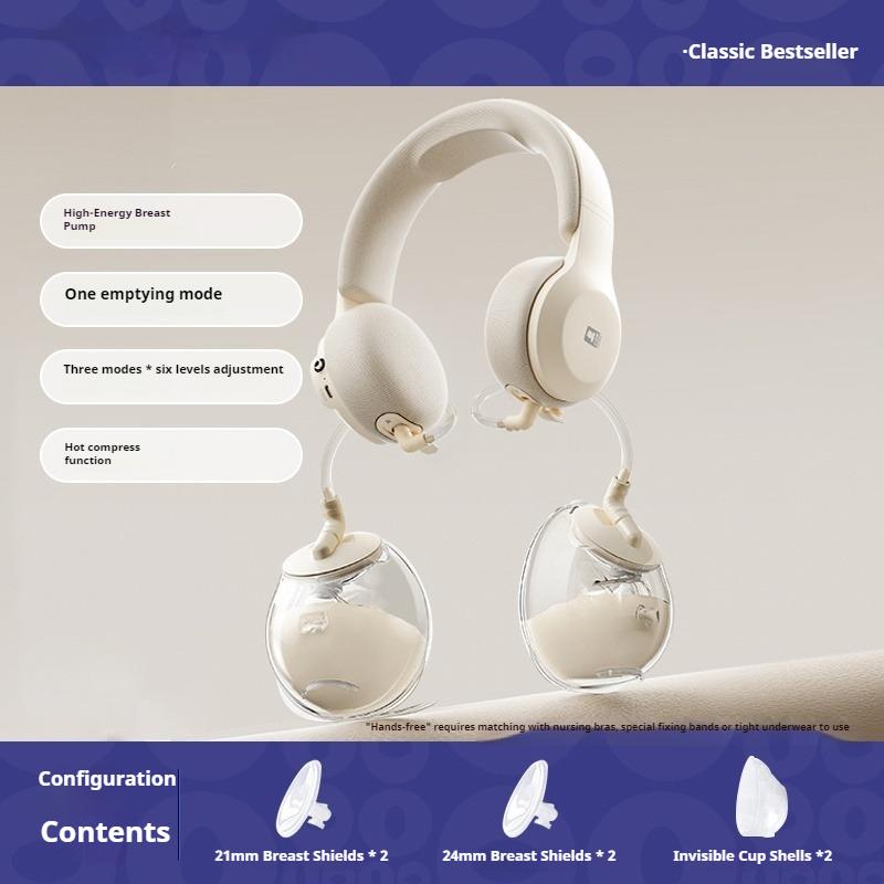 Hand-free Bilateral Electric Breast Pump Automatic Hot Compress Portable Neck Milker