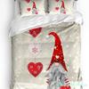 Weihnachten Schneeszene Schneeflocken Wichtel 3-teiliges Bettwäscheset für Doppelbett Heimtextilien Bettbezug Steppdeckenbezug Kissenbezug