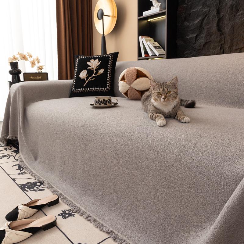 

Водонепроницаемый пыленепроницаемый чехол на диван из ткани тедди - Защита от царапин, цельный протектор для подушек 180*420, Large Four-seater