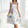Ladies' square neck floral sleeveless dress with a large swing