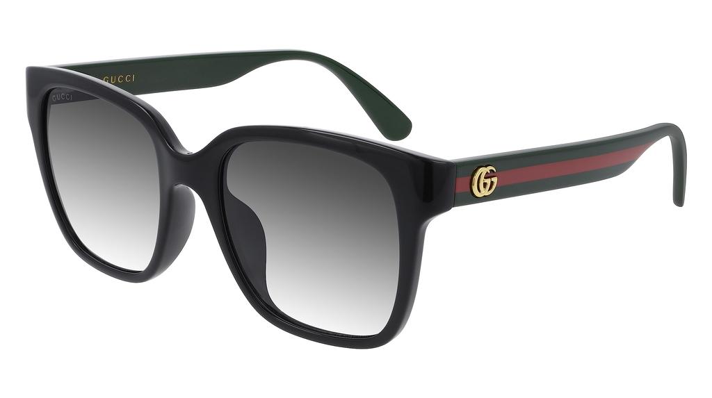 Gucci Sunglasses Asian Fit GG0715SA 001 Black Green Gray Gradient Women's