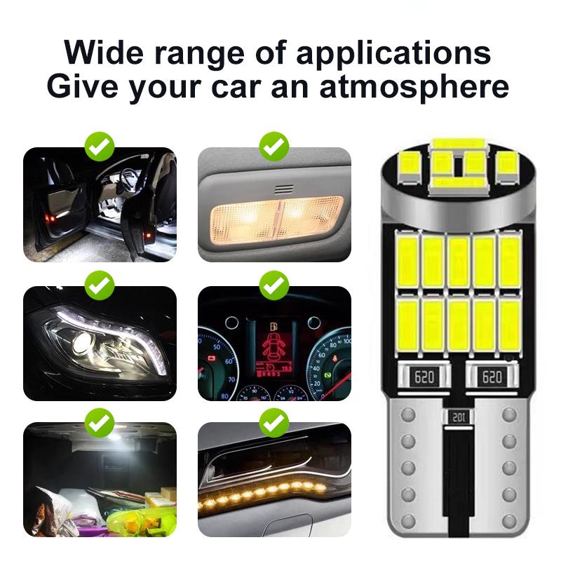 SEAMETAL 2pcs T10 W5W Led Car Light 26smd 4014 Lamp Bulb Automobile License Plate Lighting 6000K 12V
