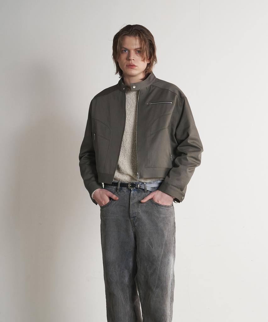 Sperone Hyphen Crop Dash Jacket (Khaki Grey)