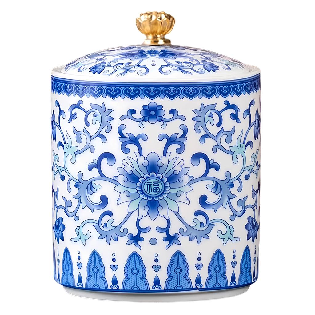 Ceramic Storage Jar Multifunctional Tea Salt Candy Canister Storage Container with Airtight Lid for Cooking