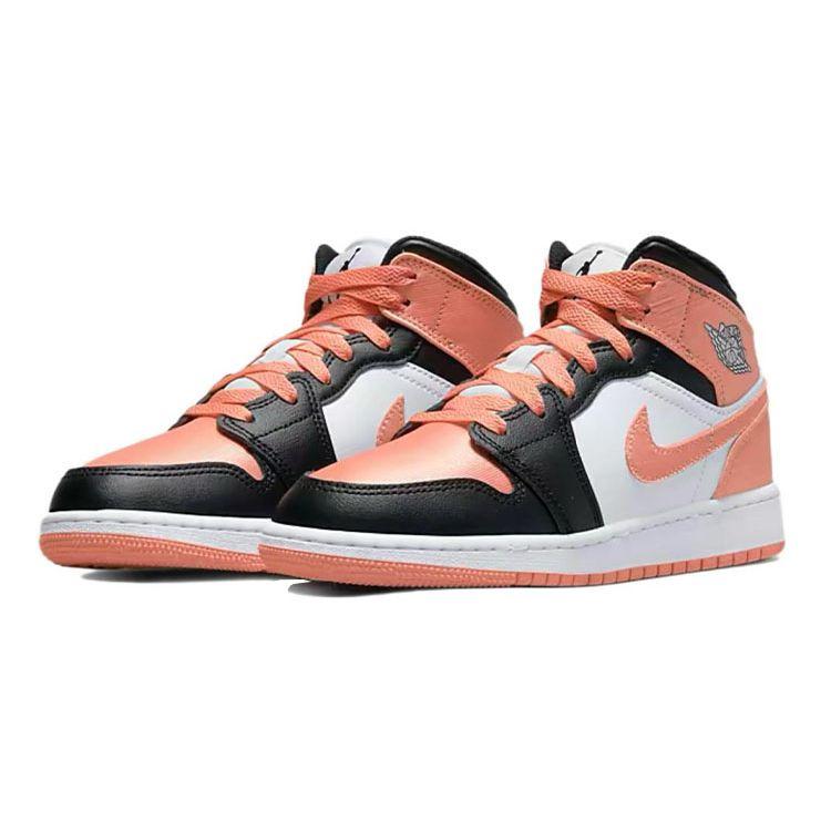 Air Jordan 1 Mid GS Hvit Lys Madderrot Barnesneakers Svart DM9077-108