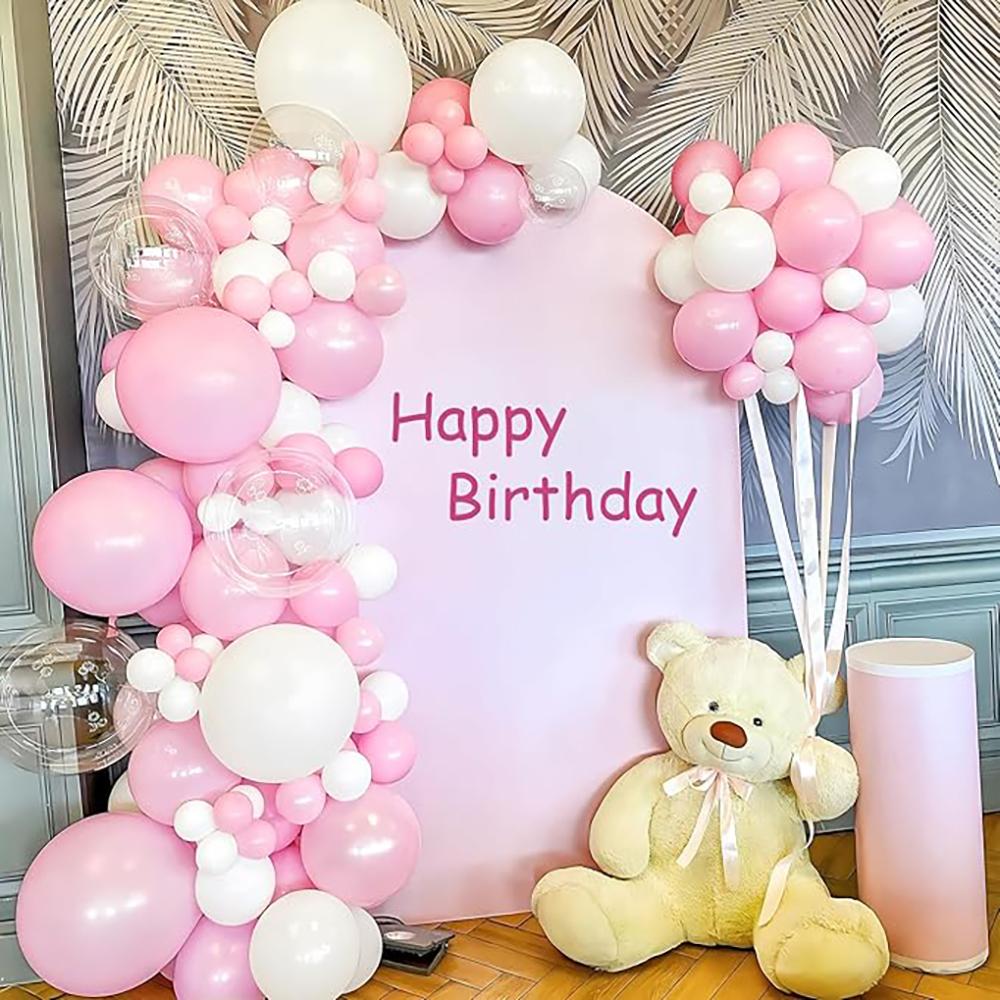 Pastel Pink Balloons Garland Baby Pink White Balloon Arch Kit Bear Theme Kid Birthday Party Baby Shower Gender Reveal Decoration