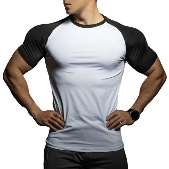 

Мужская футболка одинакового цвета, тонкий эластичный пуловер с быстрыми рукавами, сухой короткий крой, впитывающий пот, тонкий пуловер с круглым вырезом, тренажерный зал M