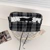 Black White Gingham Lace Cosmetic Bag With Lightweight Design For Women And Men