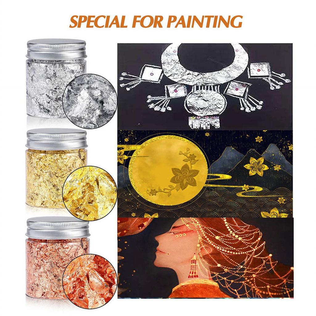 Gold And  Imitation Copper Foil Flash Foil Foil Nail Decoration DIY Loose Foil 3 Grams 3 PCs