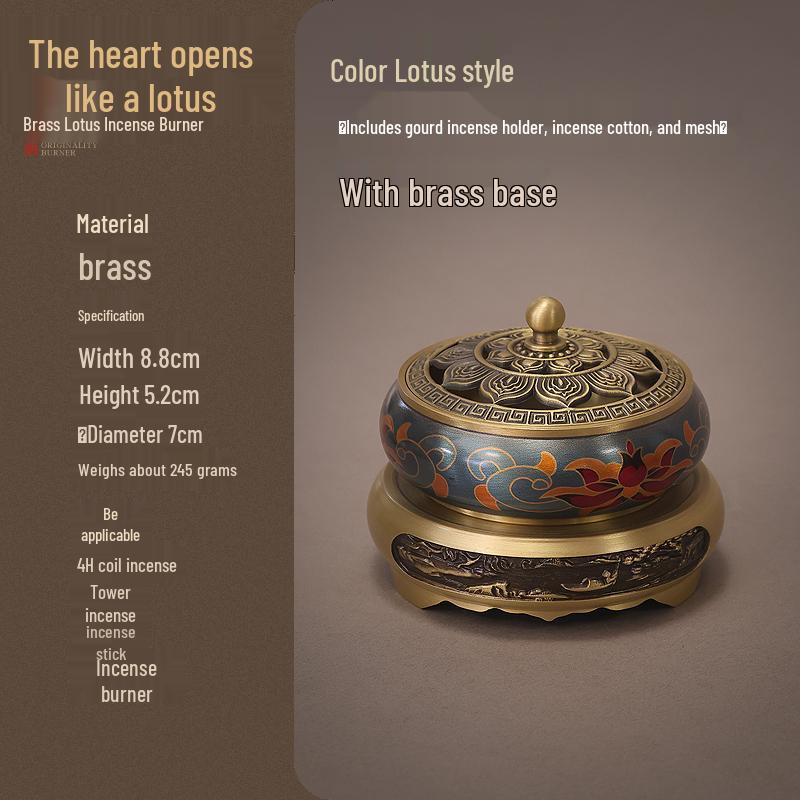 Pure Copper Incense Burner: Indoor Household Use for Agarwood & Sandalwood Fumigation, Includes Tray and Incense Seal.