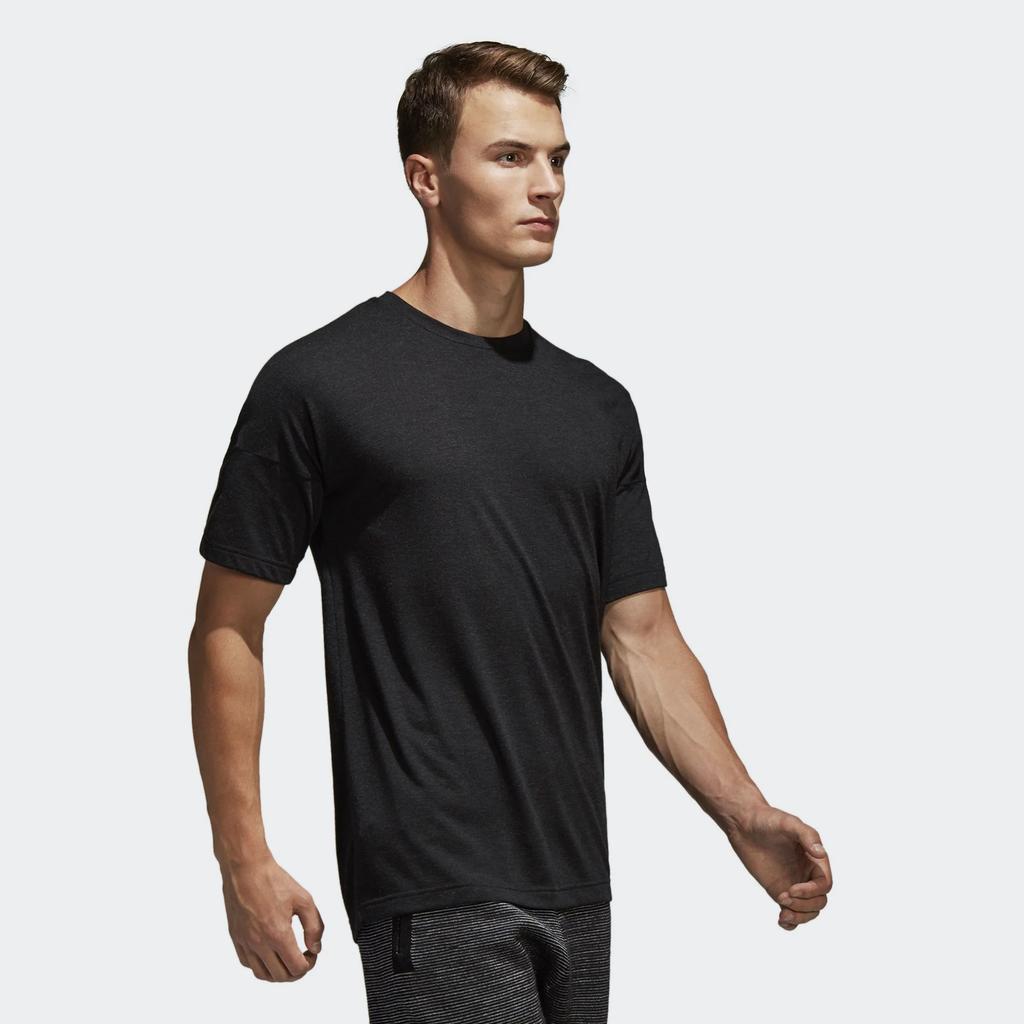 Adidas Solid Color Casual Logo Print Round Neck Short Sleeve T-Shirt Unisex Tops Black CE9551