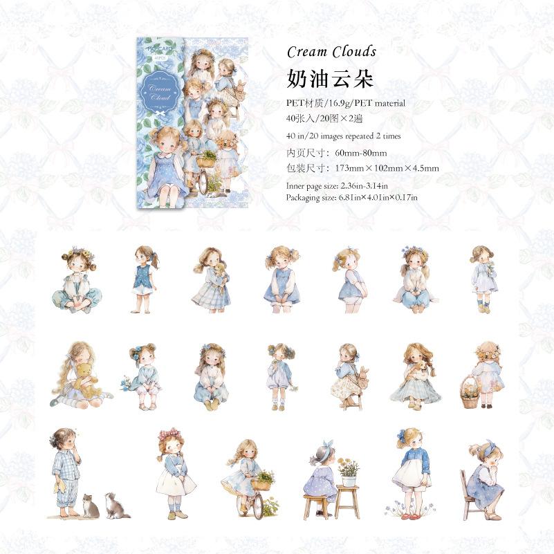 40Pcs Cute Cartoon Doll Sticker Pack Lovely Baby Doll Pattern For DIY Scrapbook Journal Craft Decoration