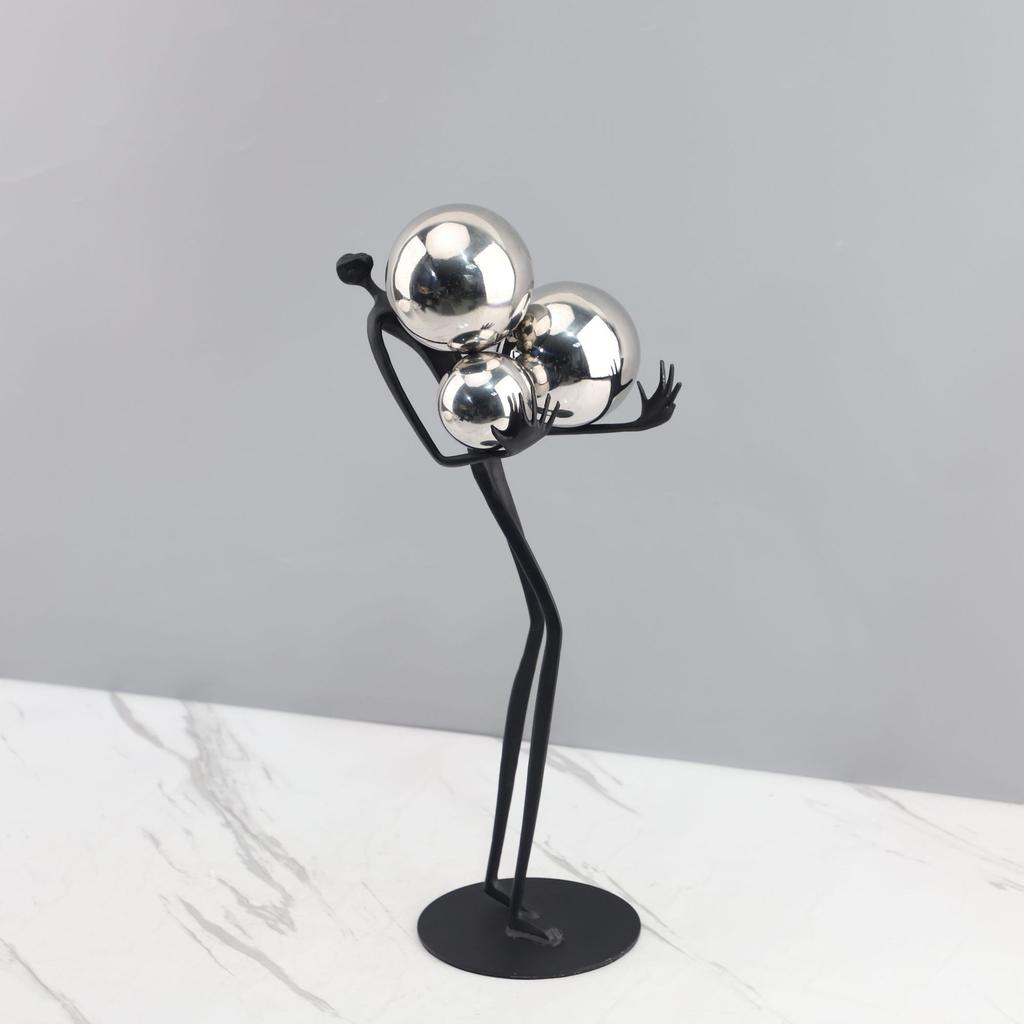 Men's Black Minimalist Accessories, Metal, Gold Ball Decorations, Abstract Figures, Statues, Desktop Decorative Sculptures