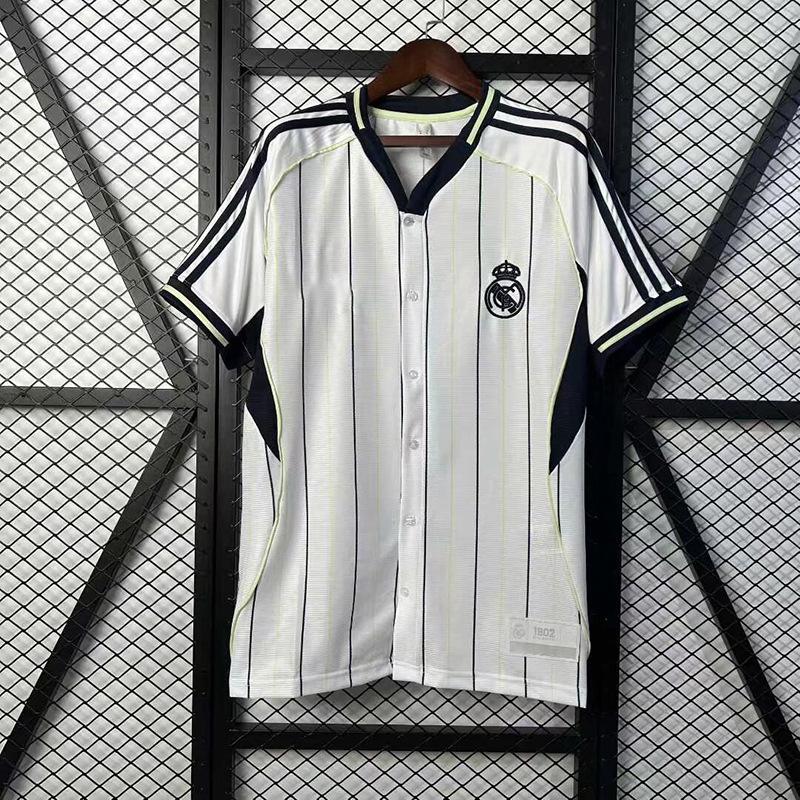 Summer American Real Madrid Juventus Bayern Argentina Football Jersey Striped Classic Button Baseball Jersey Olive Casual Wear