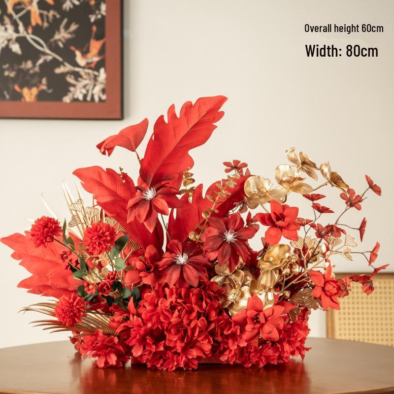 Red Wedding Banquet and Living Room Artificial Flower Decoration