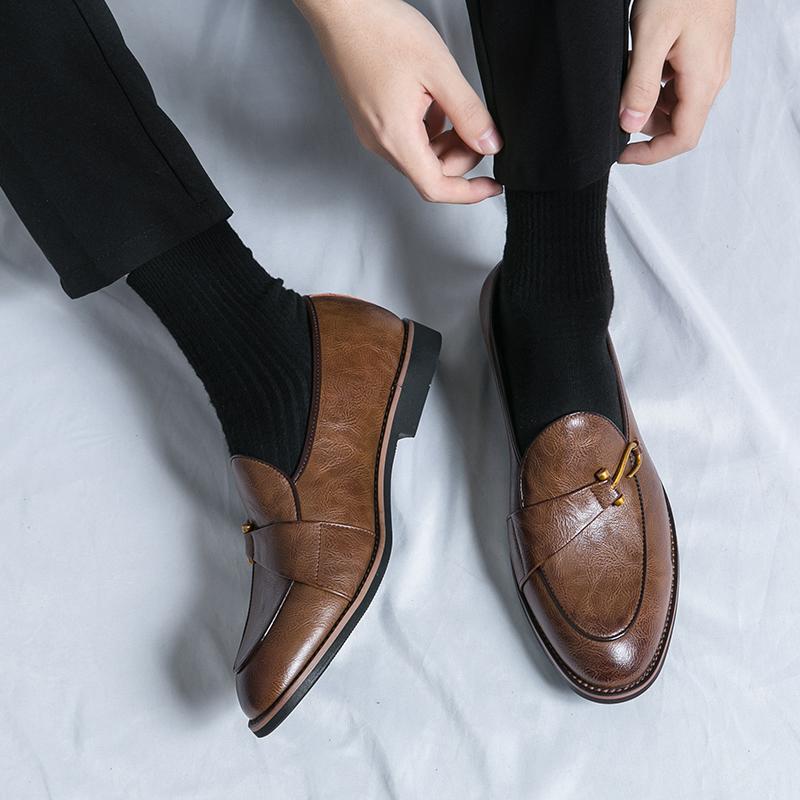 Large size men's loafers spring and autumn dress casual one-pedal leather shoes